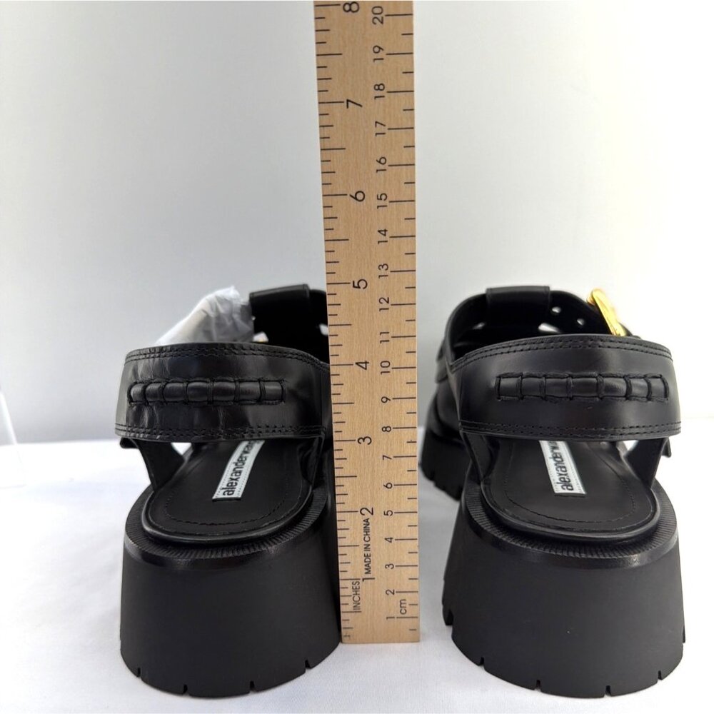 Alexander Wang Carter Cage Sandals Logo Black Leather Chunky Heel Women Size 38 - Picture 7 of 14